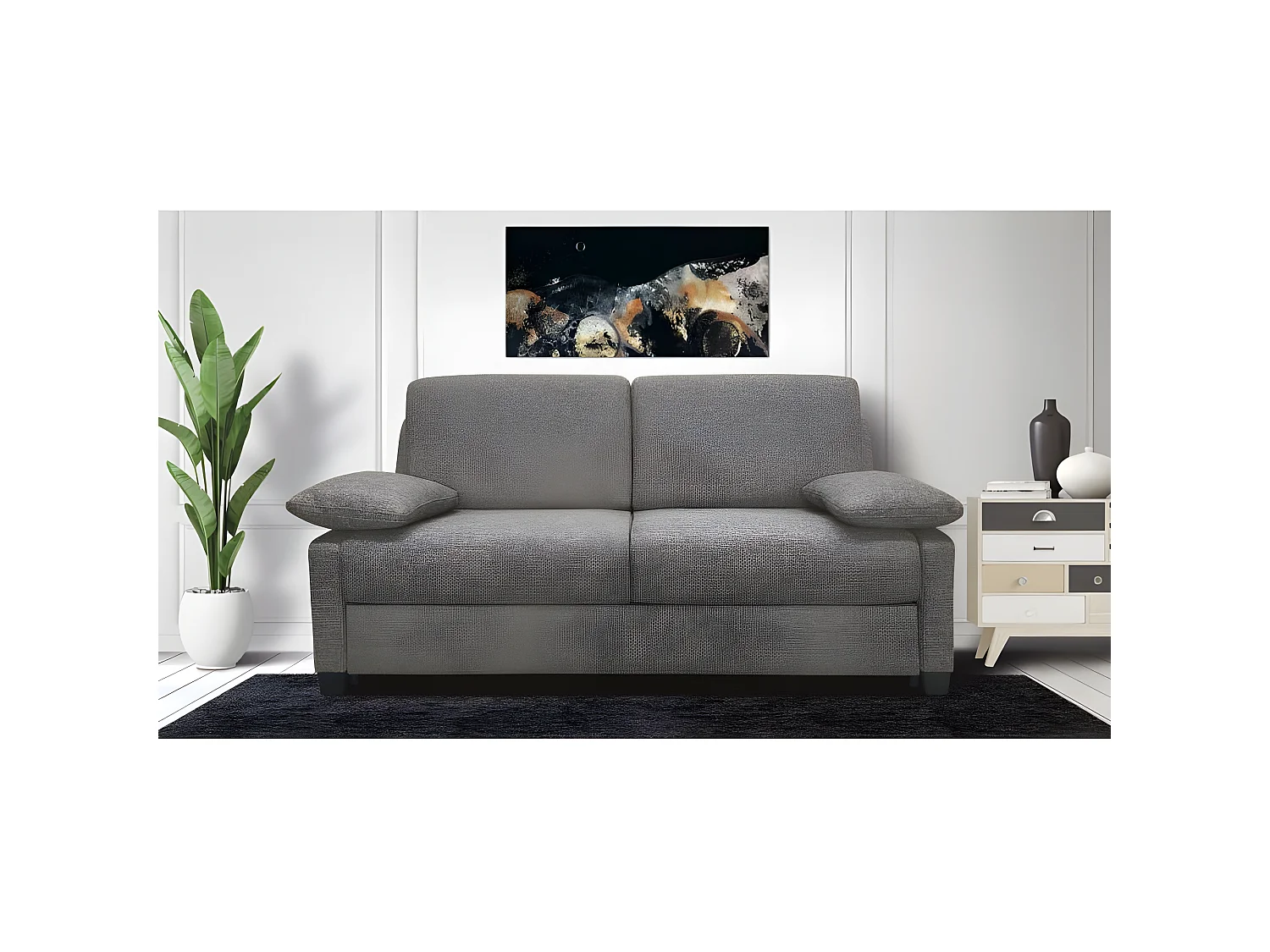 IMPALA BD Canapé convertible 3 places taupe matelas Simmons 140cm