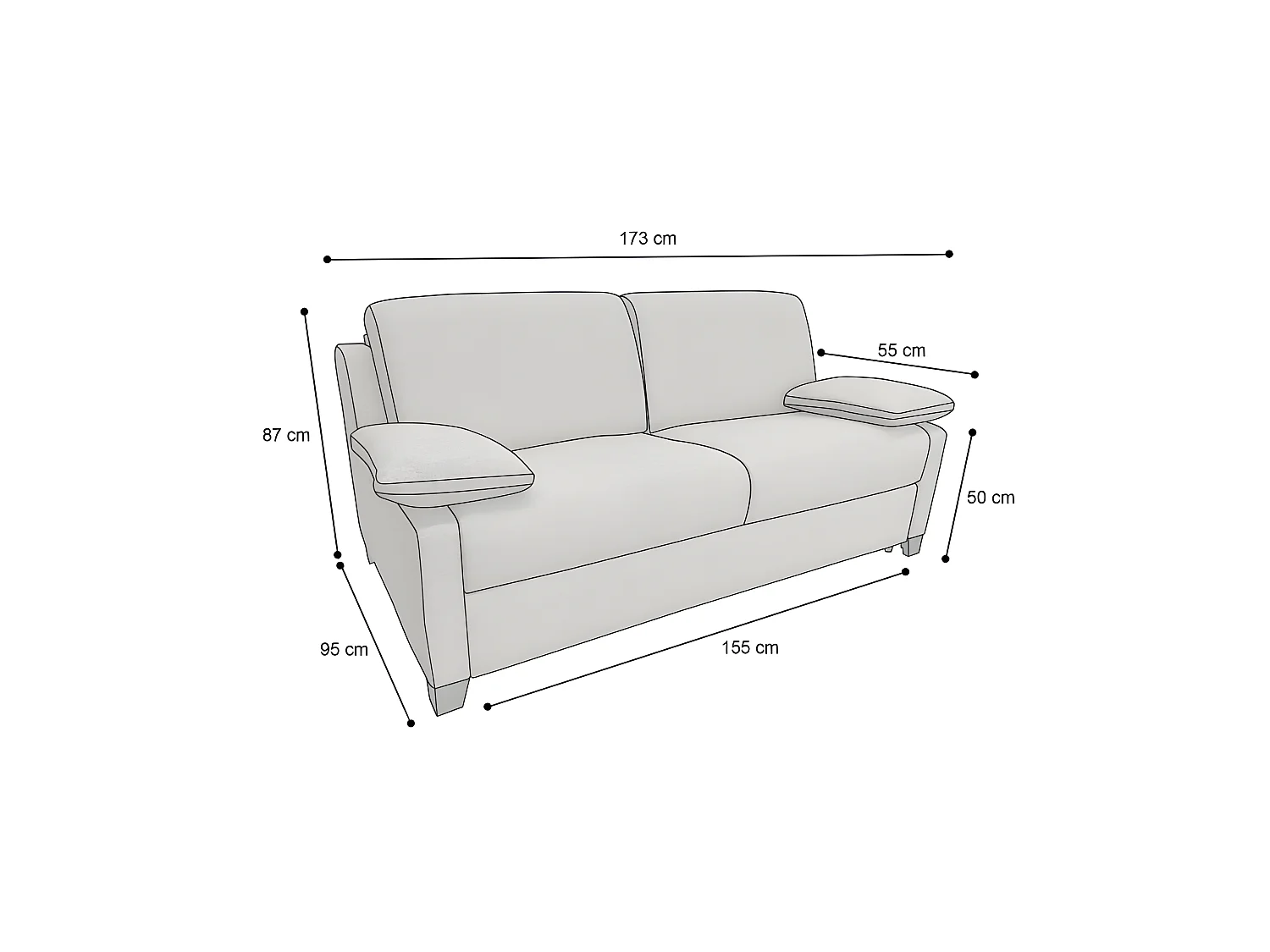 IMPALA BD Canapé convertible 3 places taupe matelas Simmons 140cm