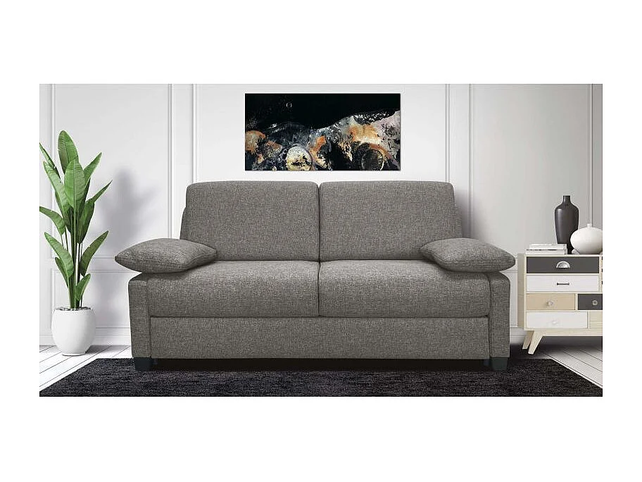 IMPALA BD Canapé convertible 3 places taupe matelas Simmons 140cm