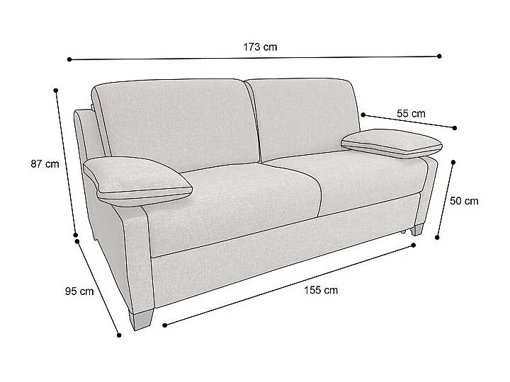 IMPALA BD Canapé convertible 3 places taupe matelas Simmons 140cm