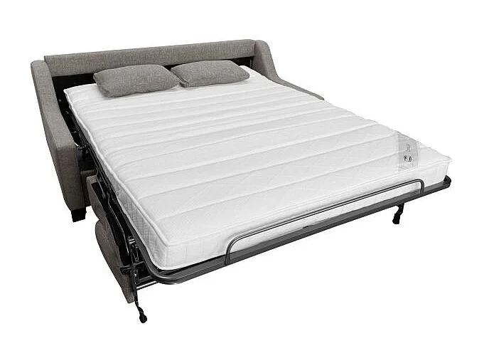 IMPALA BD Canapé convertible 3 places taupe matelas Simmons 140cm