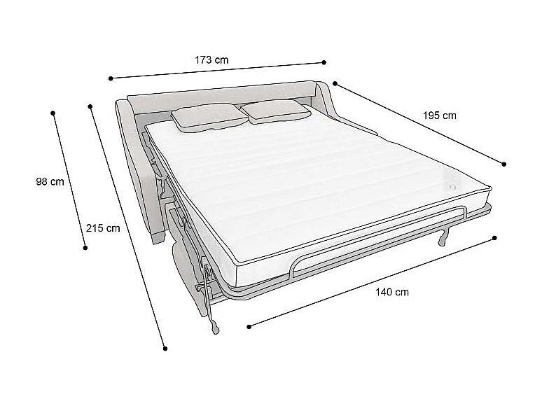IMPALA BD Canapé convertible 3 places taupe matelas Simmons 140cm