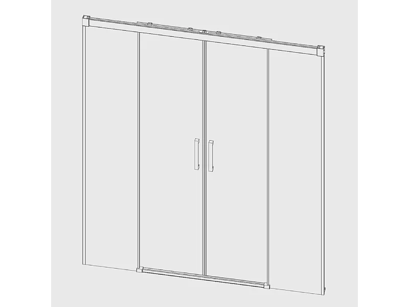 Paroi de douche 2 verres fixes + 2 portes coulissantes GLASÉ 200 cm