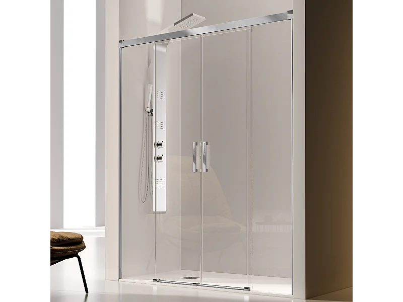Paroi de douche 2 verres fixes + 2 portes coulissantes GLASÉ 190 cm