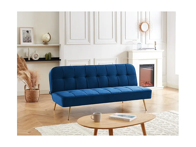 Banquette AROMA en velours bleu 3 places