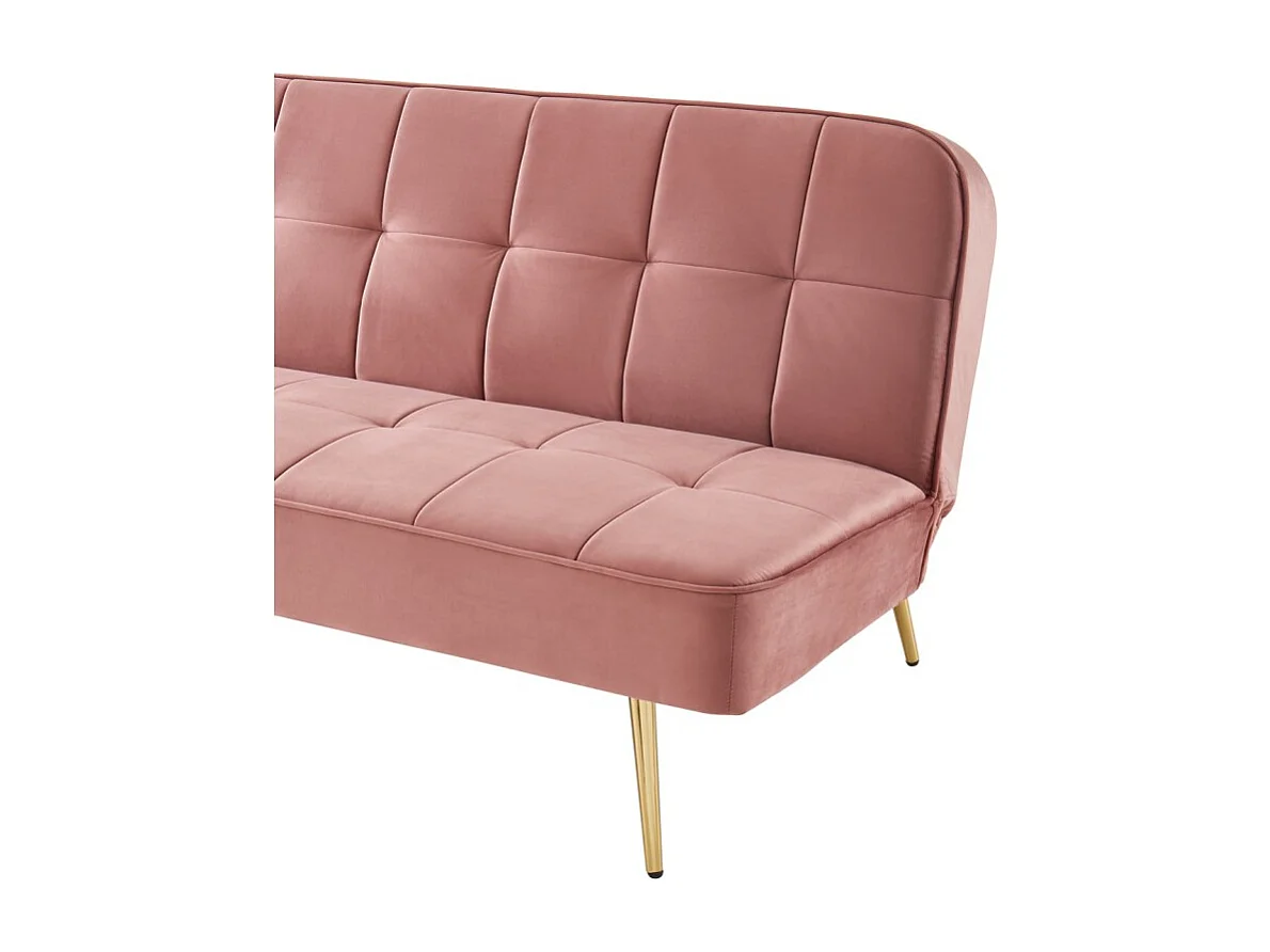 Banquette AROMA en velours vieux rose 3 places convertible