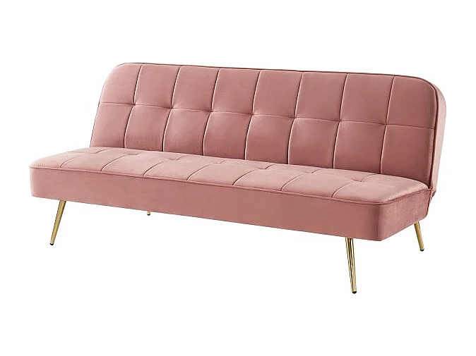 Banquette AROMA en velours vieux rose 3 places convertible