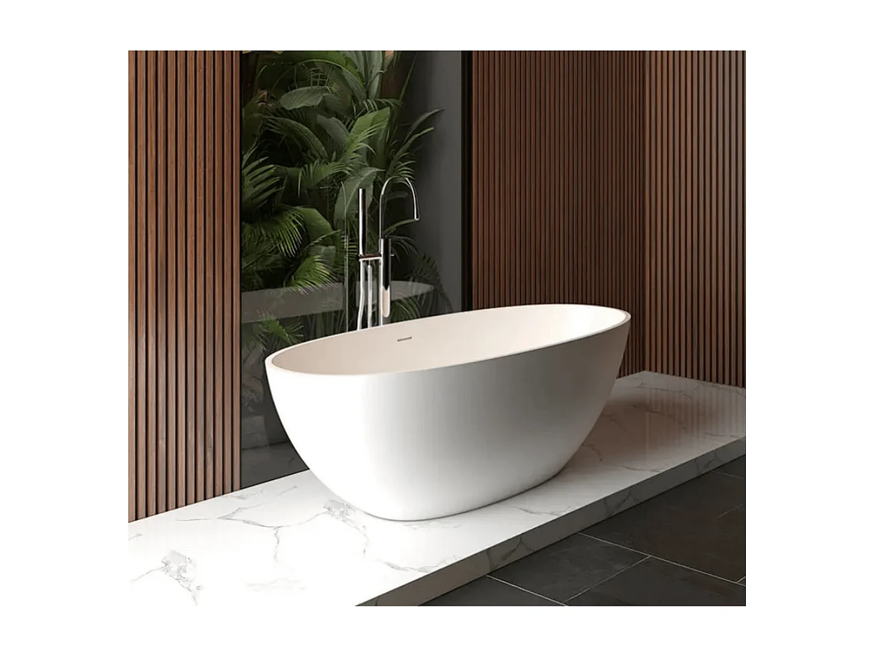 Baignoire îlot design en solid surface ovale MALMO 165 cm