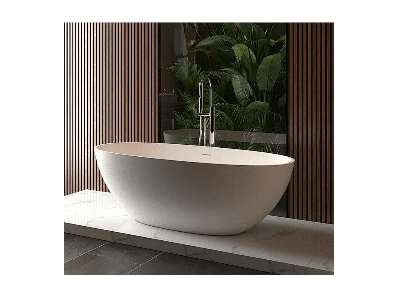 Baignoire îlot design en solid surface ovale MALMO 165 cm
