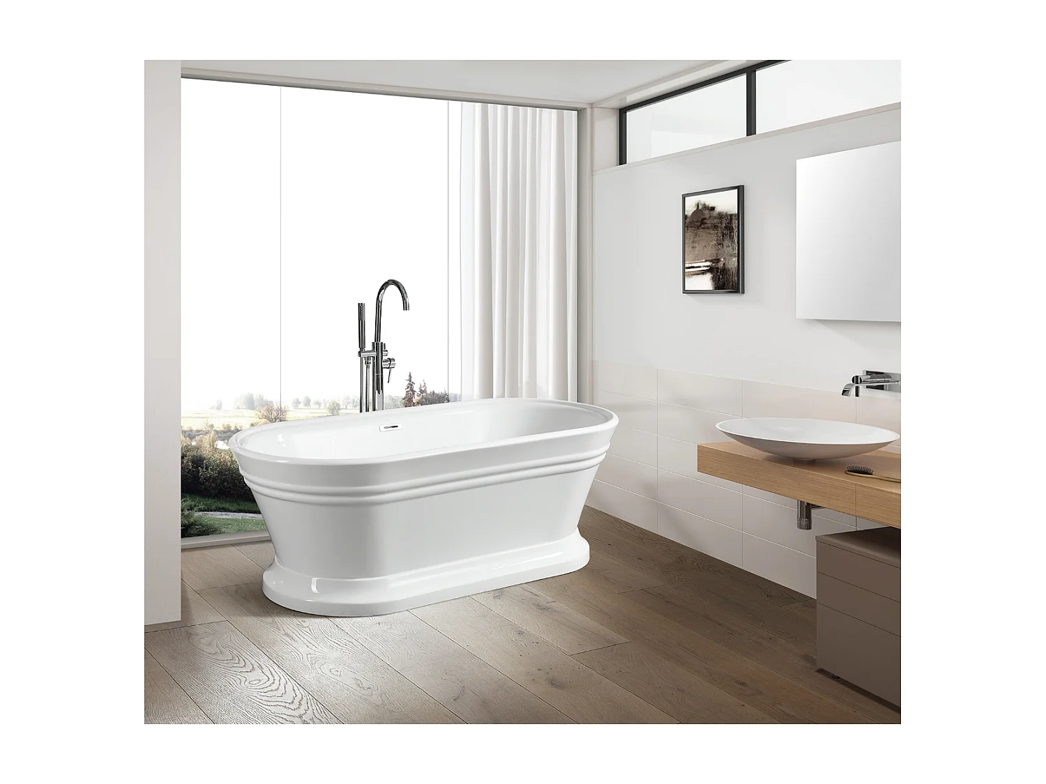 Vasca freestanding ovale SEATTLE bianca 150 cm