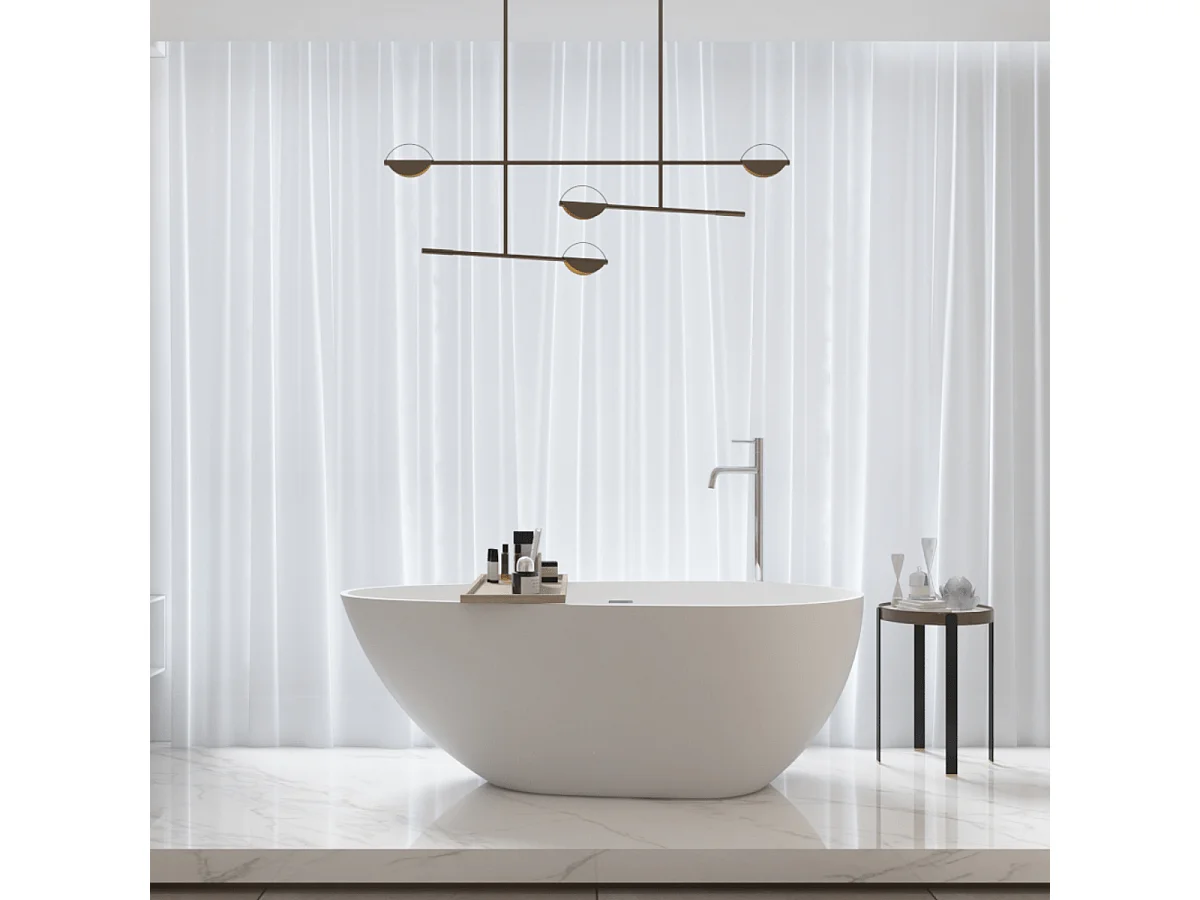 Baignoire îlot design en solid surface ovale HELSINKI 170 cm