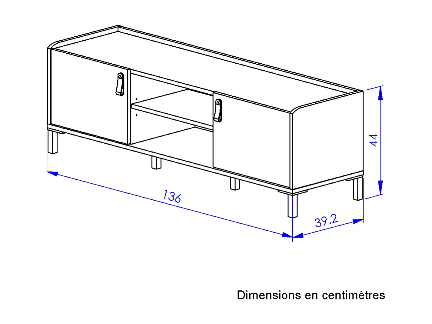 TV-meubel met 2 deuren Amsterdam - Industriële stijl met praktische opbergruimte