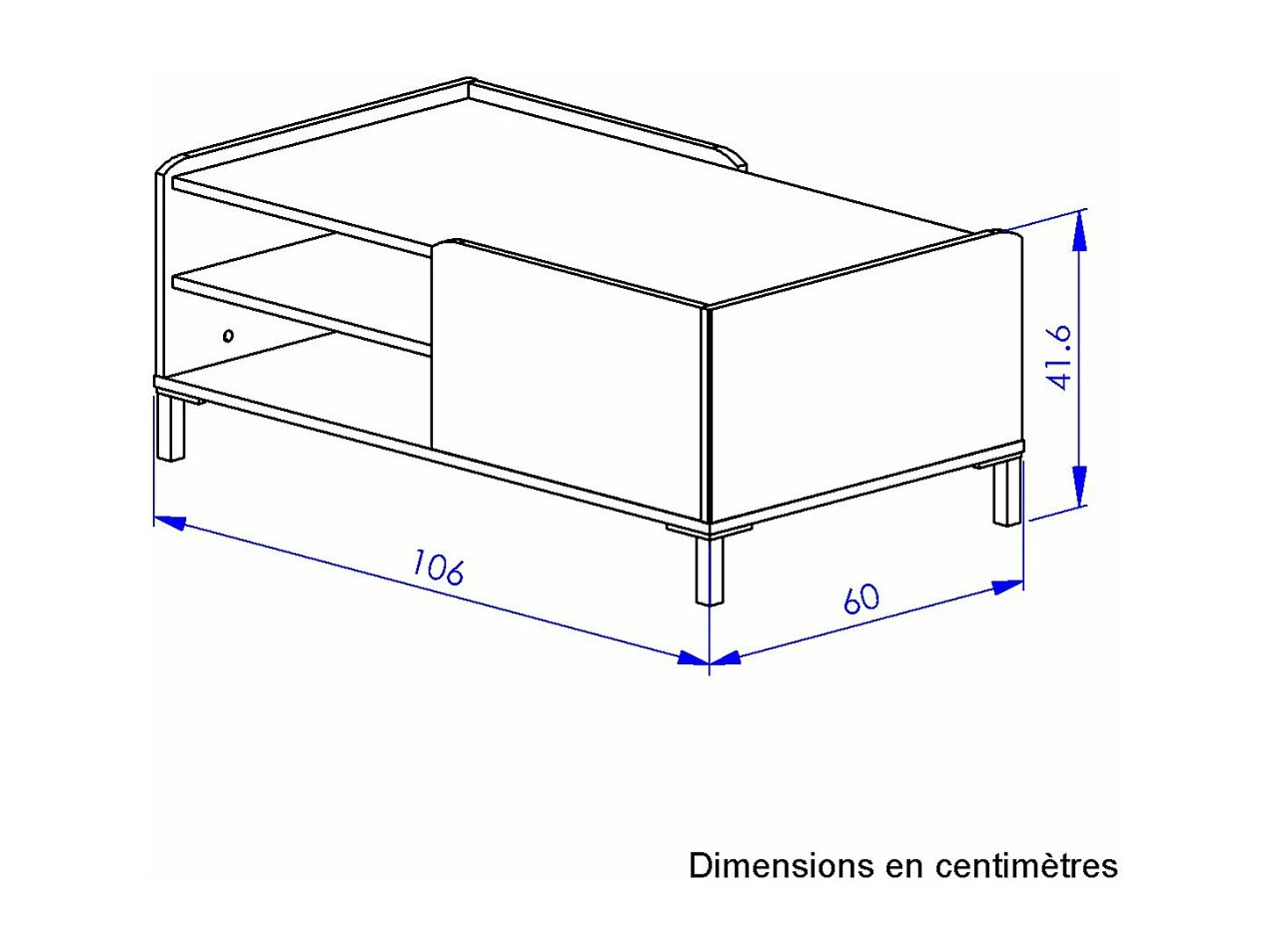 Table basse - Décor chataigner et noir - L 106 x P 60 x H 42 cm - AMSTERDAM