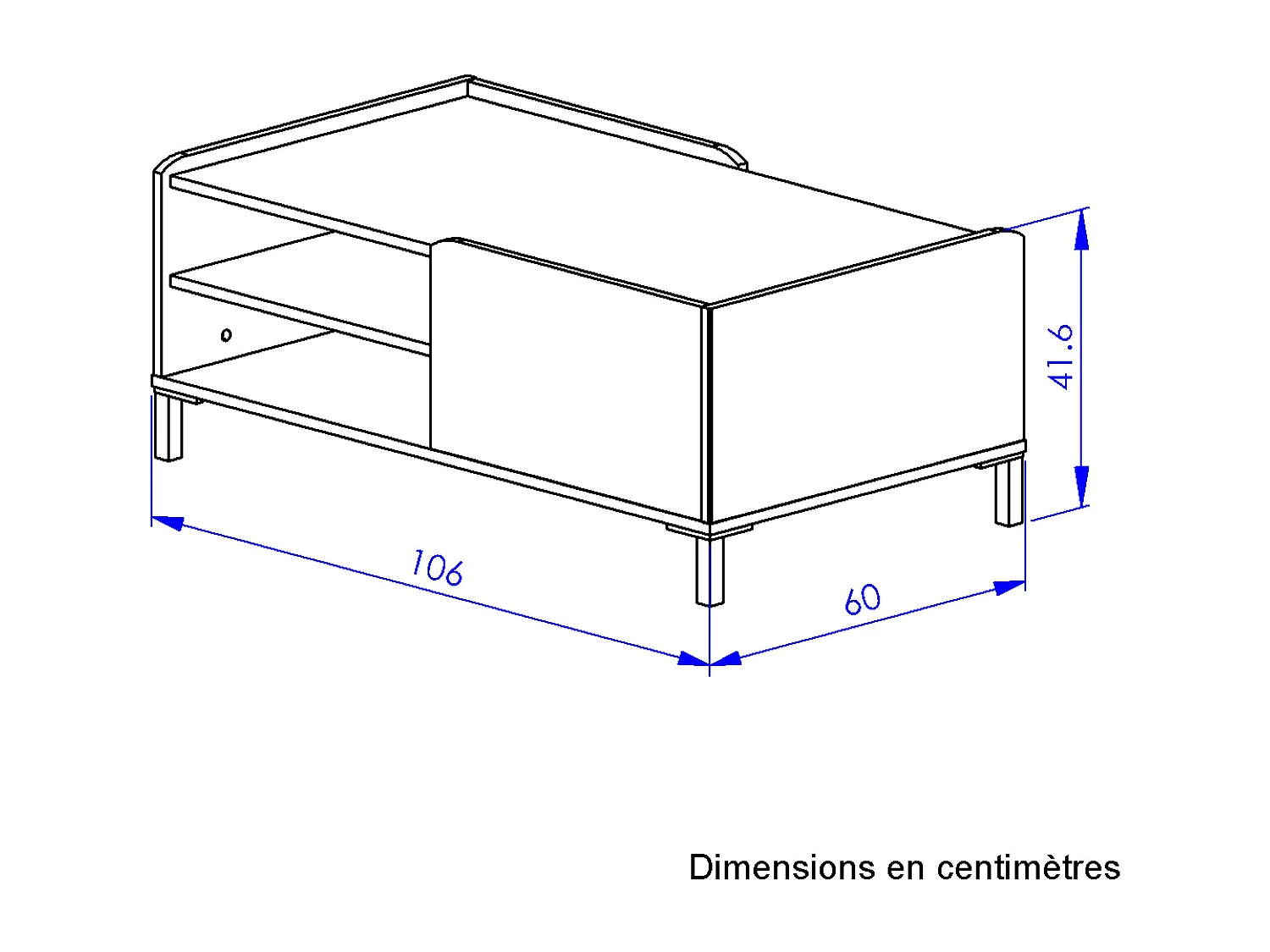Table basse - Décor chataigner et noir - L 106 x P 60 x H 42 cm - AMSTERDAM
