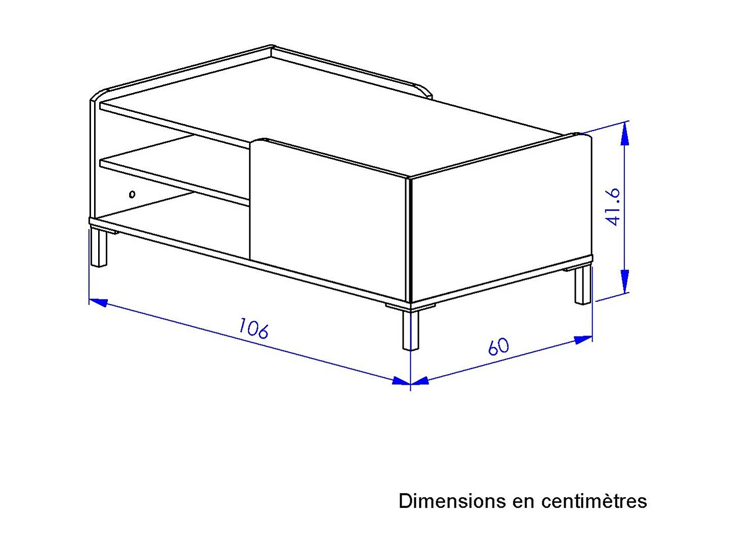 Mesa de centro industrial com 2 nichos de armazenamento - Amsterdam