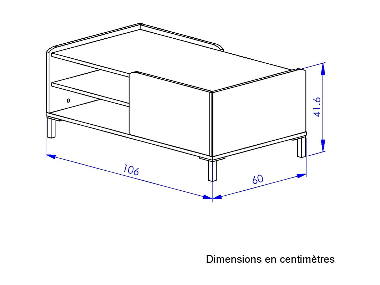 Mesa de centro industrial com 2 nichos de armazenamento - Amsterdam