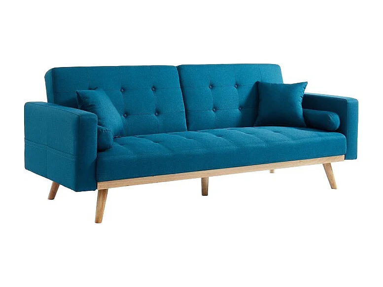 Canapé KELLY droit en tissu bleu convertible