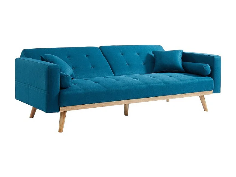Canapé KELLY droit en tissu bleu convertible