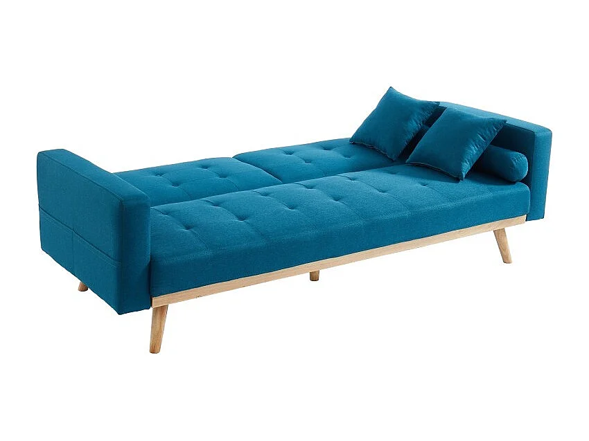 Canapé KELLY droit en tissu bleu convertible