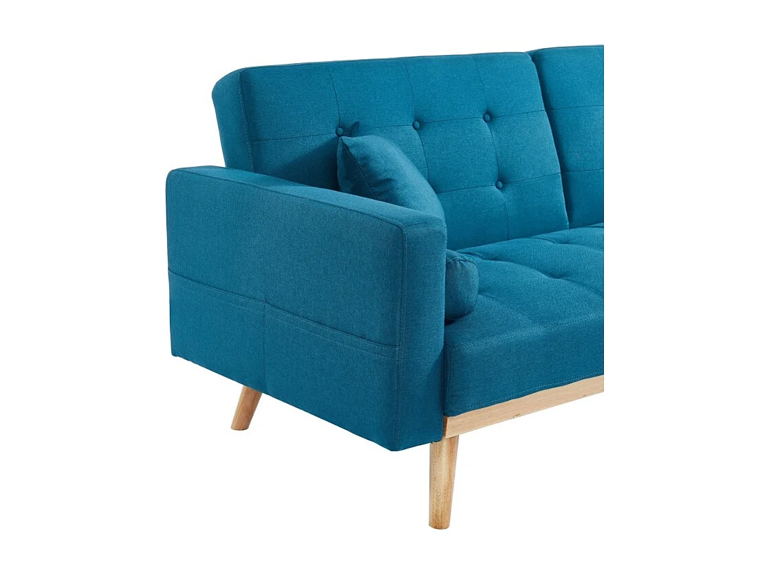 Canapé KELLY droit en tissu bleu convertible