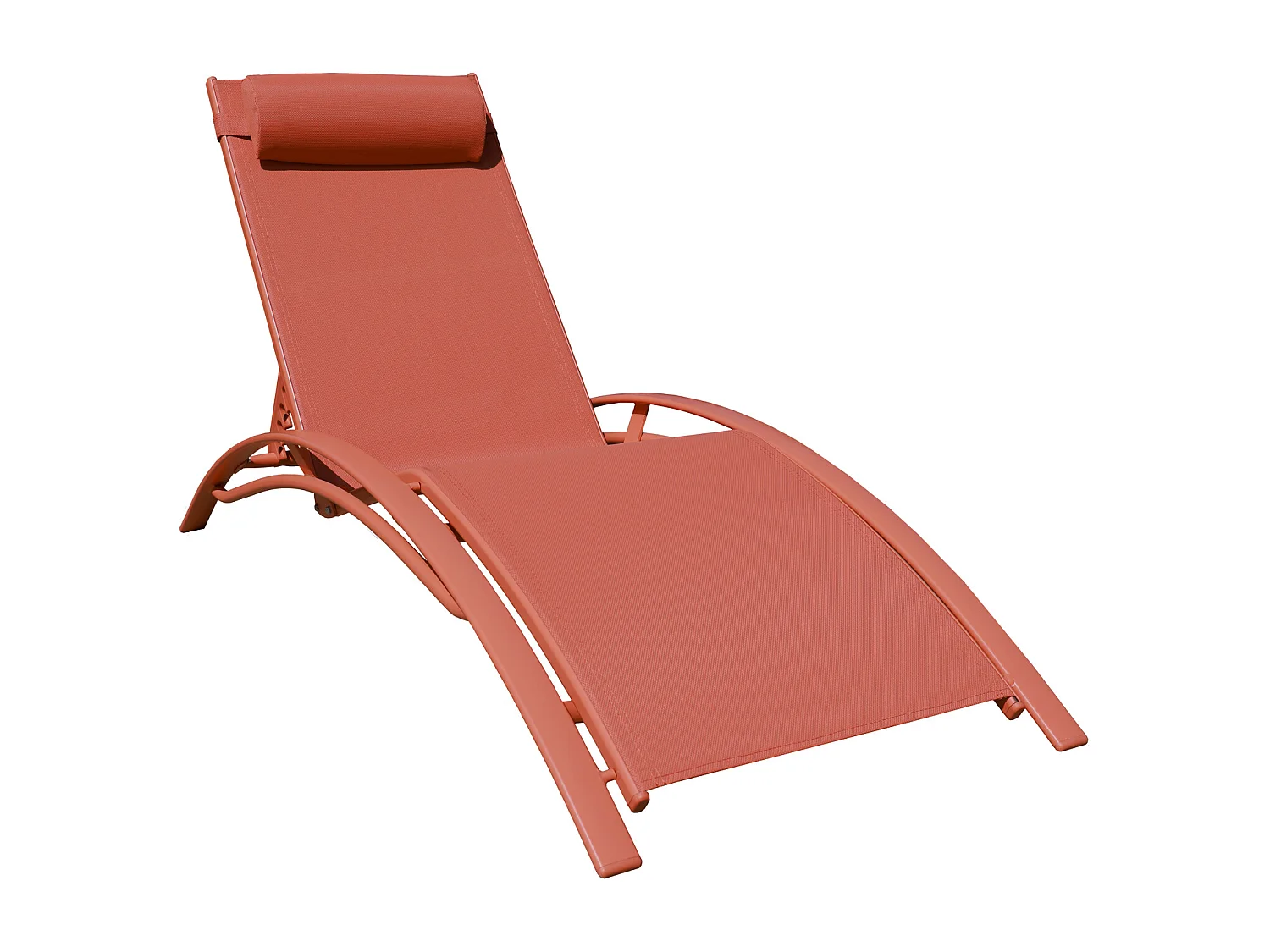 Lot de 2 transats GALAPAGOS en textilène terracotta - aluminium terracotta - HAPPY GARDEN