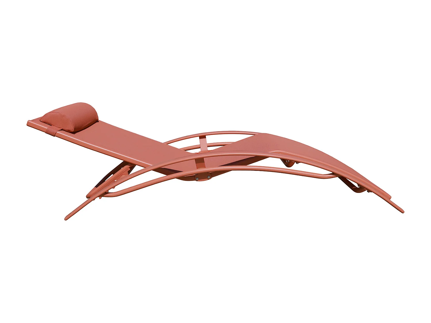 Lot de 2 transats GALAPAGOS en textilène terracotta - aluminium terracotta - HAPPY GARDEN