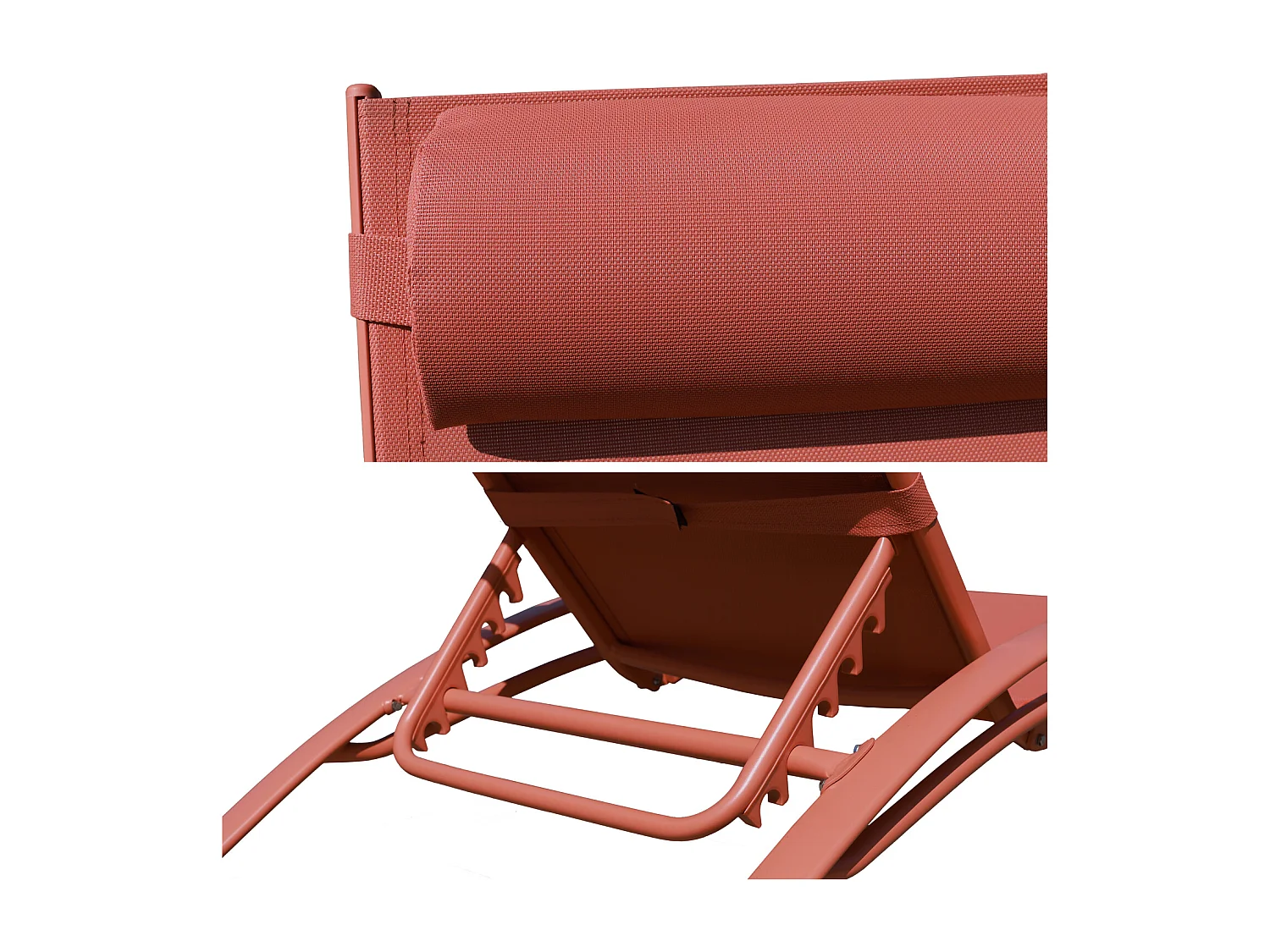 Set van 2 GALAPAGOS ligstoelen in textilene terracotta - aluminium terracotta