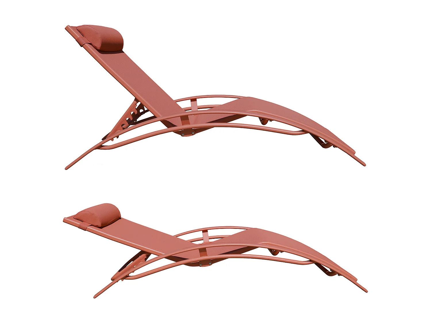 Set van 2 GALAPAGOS ligstoelen in textilene terracotta - aluminium terracotta