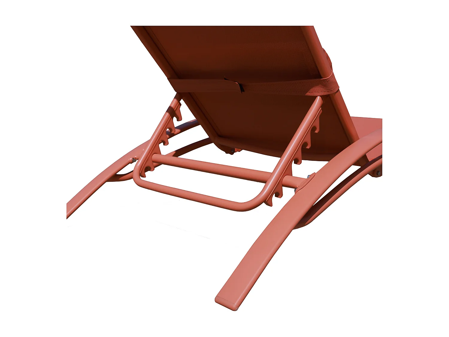 Lot de 2 transats GALAPAGOS en textilène terracotta - aluminium terracotta - HAPPY GARDEN