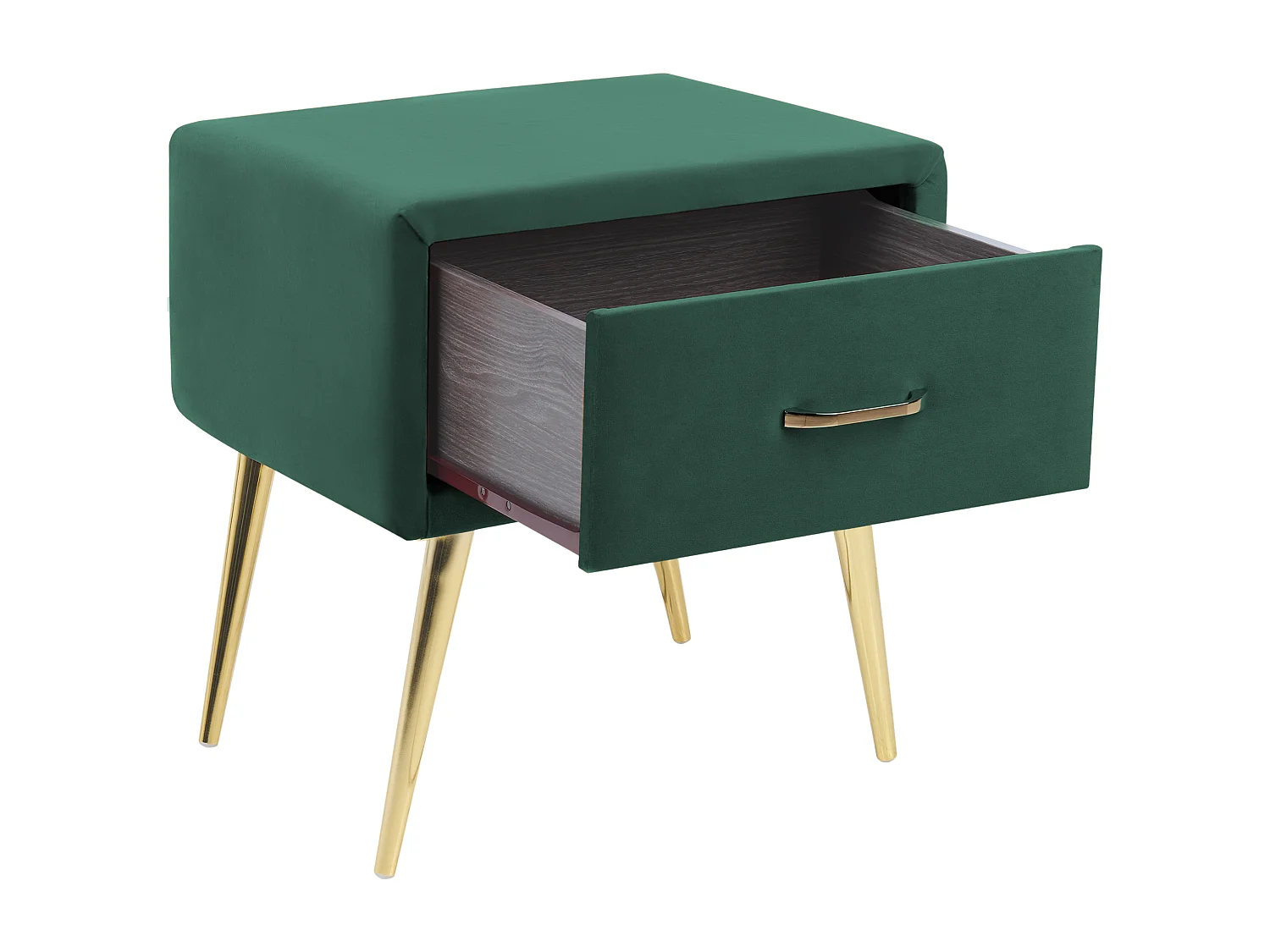Nachttisch mit 1 Schublade FLAYAT Samtstoff Smaragdgrün