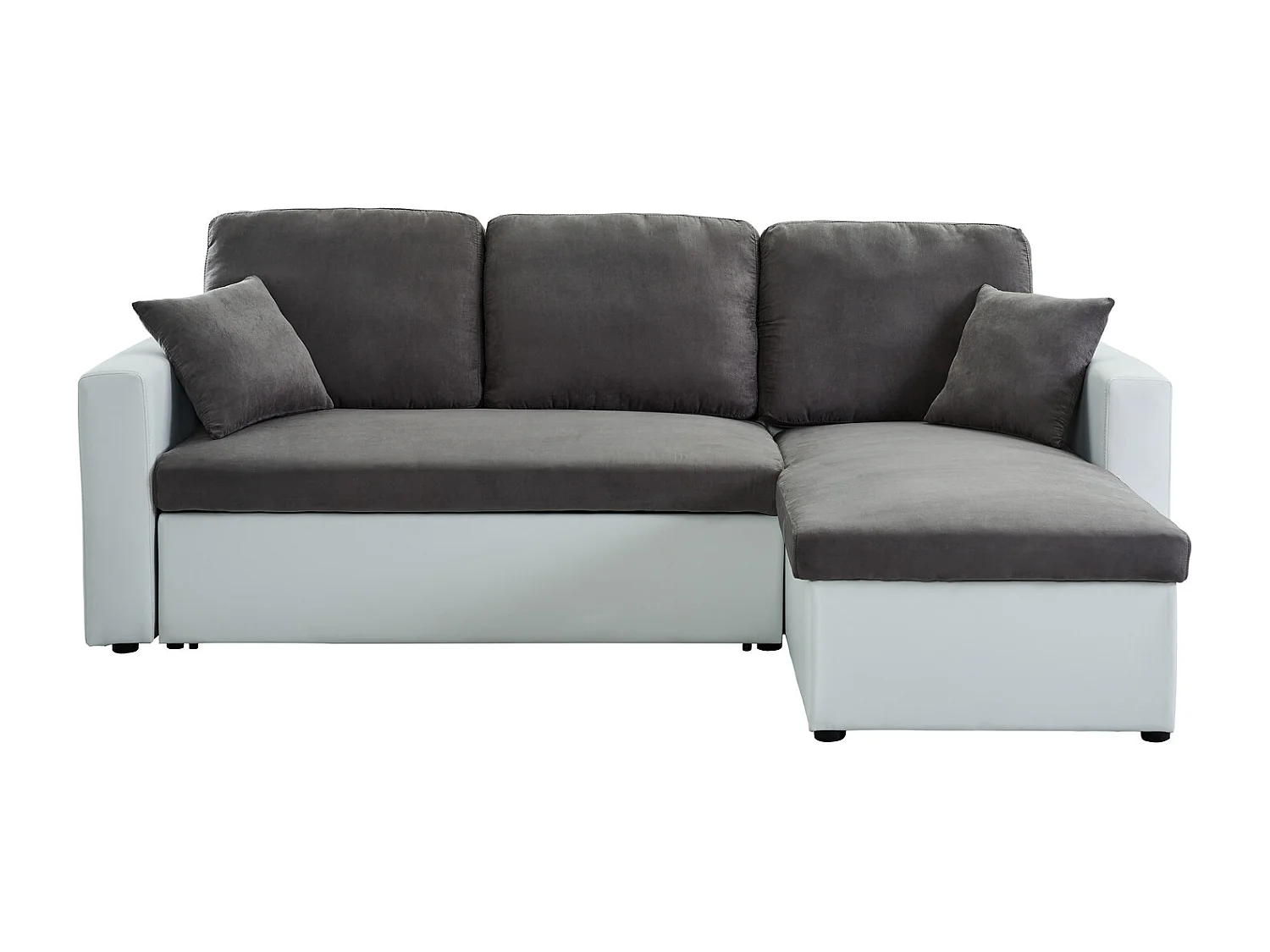 Canapé d'angle ASPEN gris et blanc 4 accroches