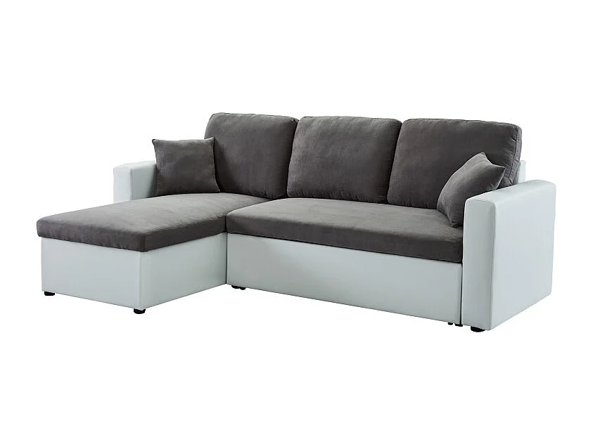 Canapé d'angle ASPEN gris et blanc 4 accroches