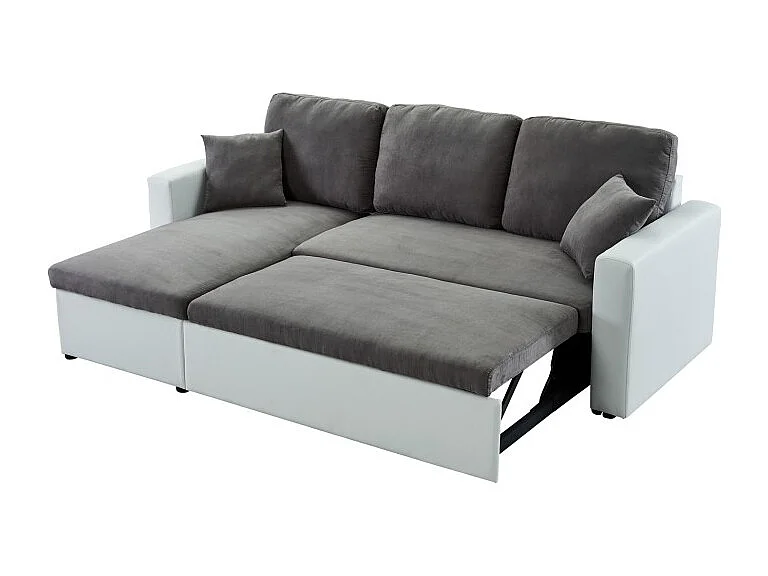 Canapé d'angle ASPEN gris et blanc 4 accroches