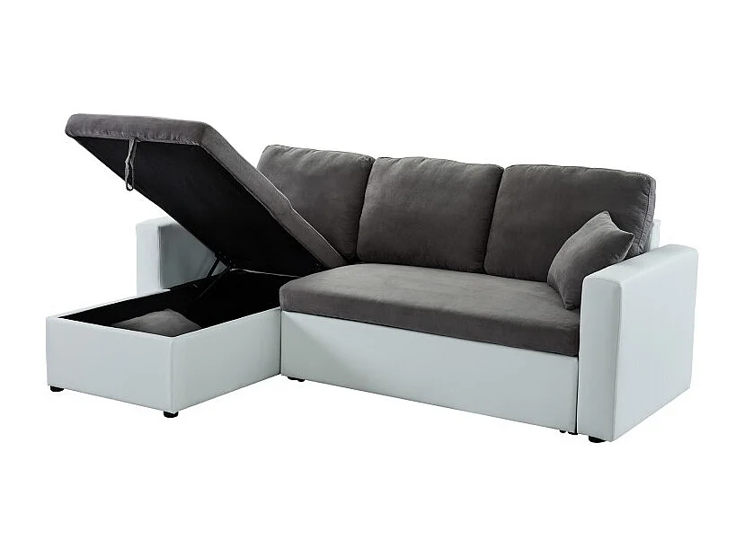 Canapé d'angle ASPEN gris et blanc 4 accroches