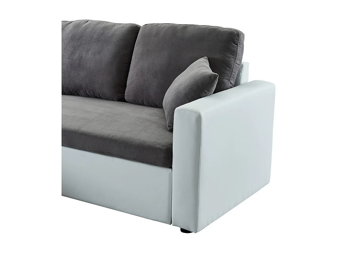 Canapé d'angle ASPEN gris et blanc 4 accroches