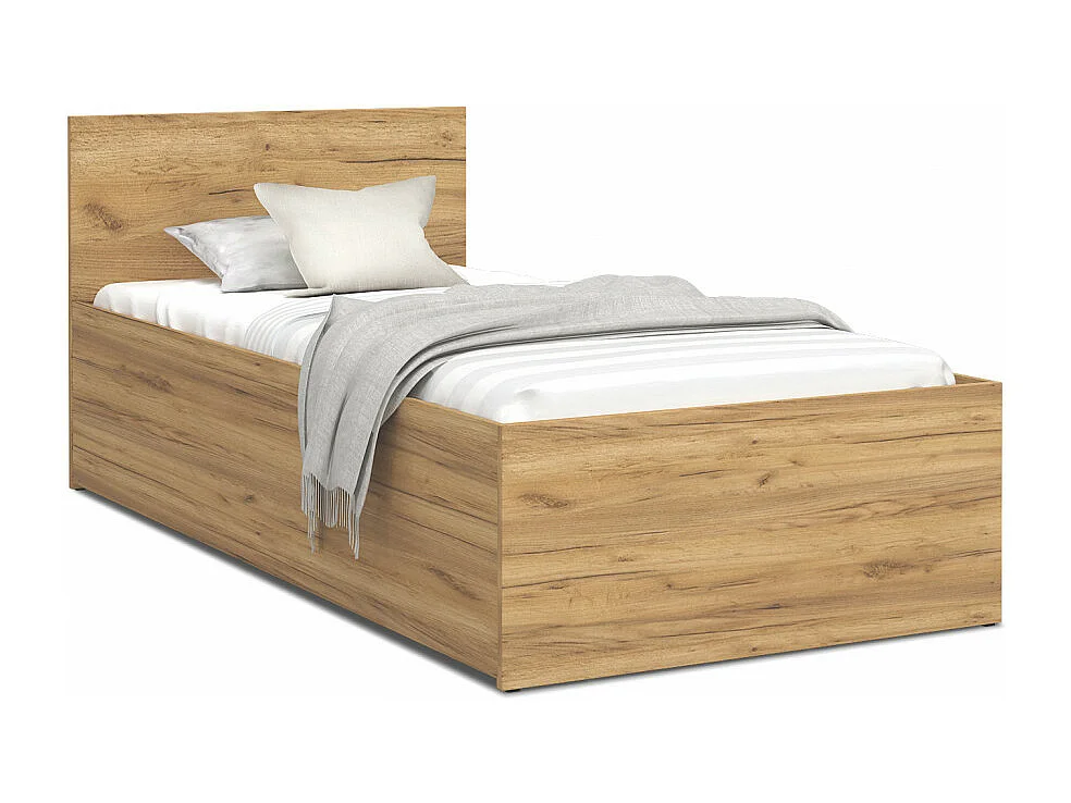 Lit coffre Panama 120x200 - Sommier inclus Chêne