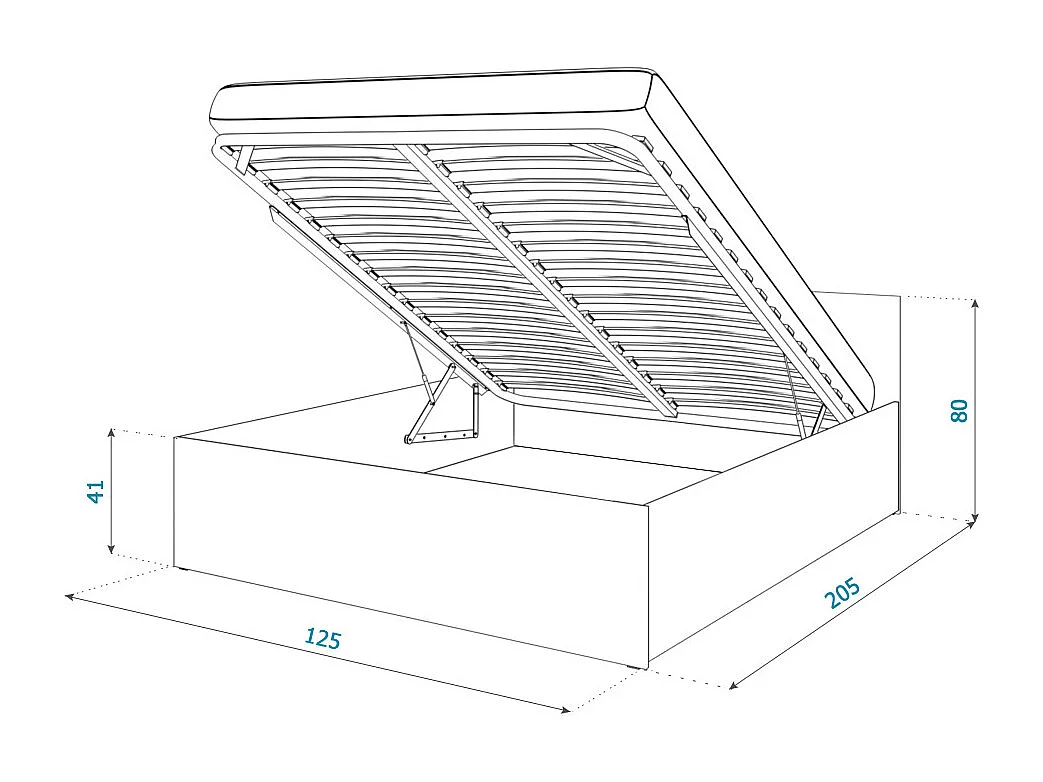Lit coffre 120 x 200 cm Panama - Coffre de 470 Litres - Sommier inclus - Chêne
