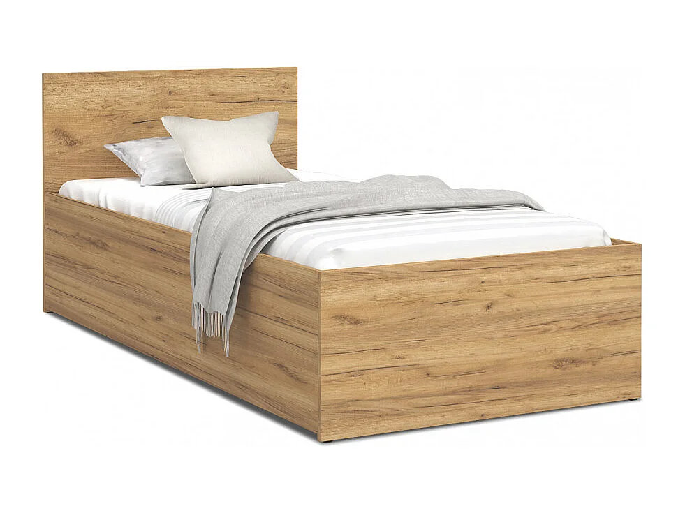 Lit coffre 120 x 200 cm Panama - Coffre de 470 Litres - Sommier inclus - Chêne