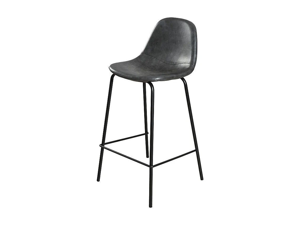 TOM - Lot de 2 tabourets de bar John anthracite hauteur d'assise 65cm