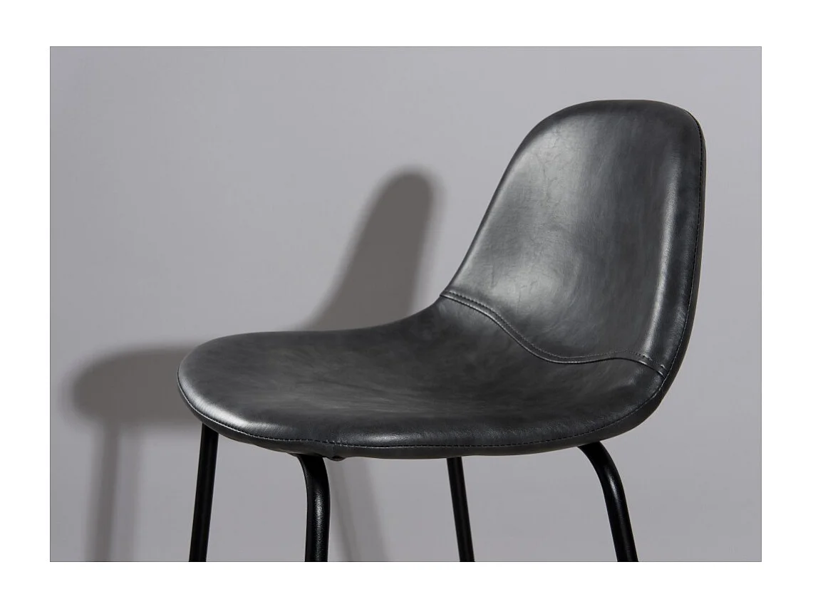 TOM - Lot de 2 tabourets de bar John anthracite hauteur d'assise 65cm