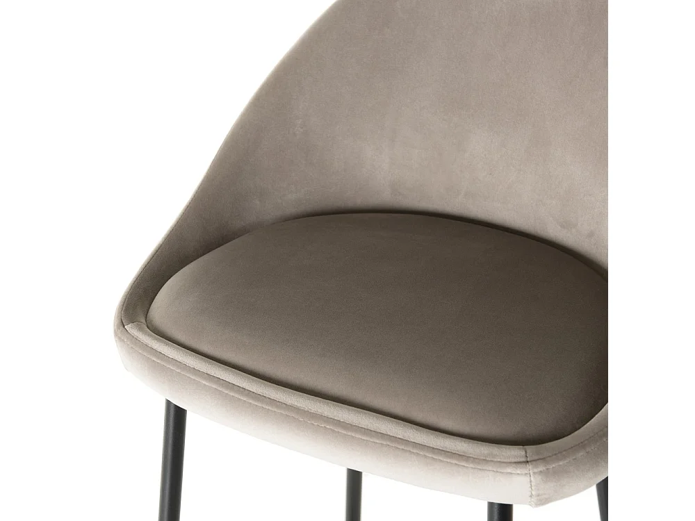 TOM - Lot de 2 tabourets bar hauteur 80cm pieds noir velours beige