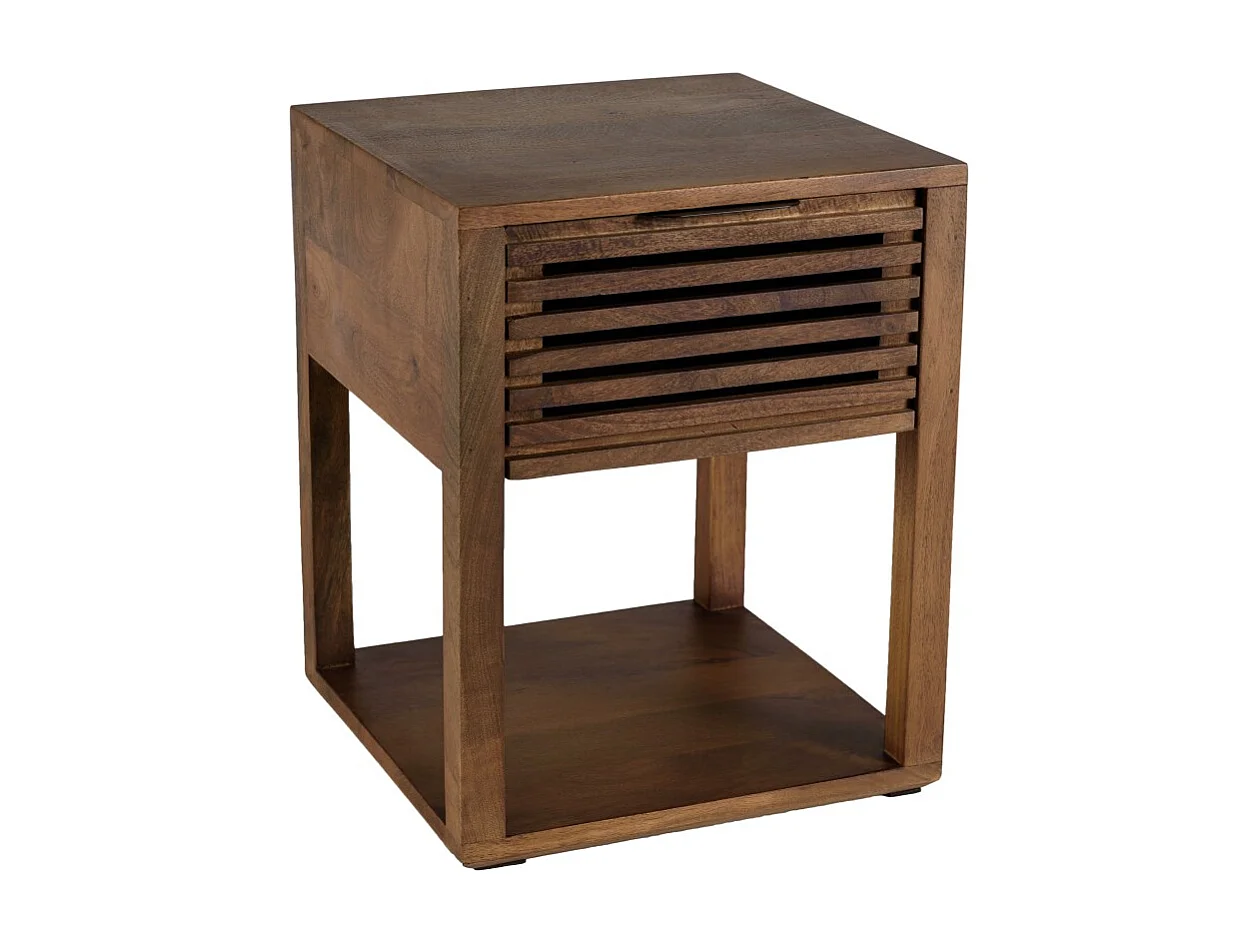 ALIX - Table de chevet en bois de manguier 1 tiroir ajouré