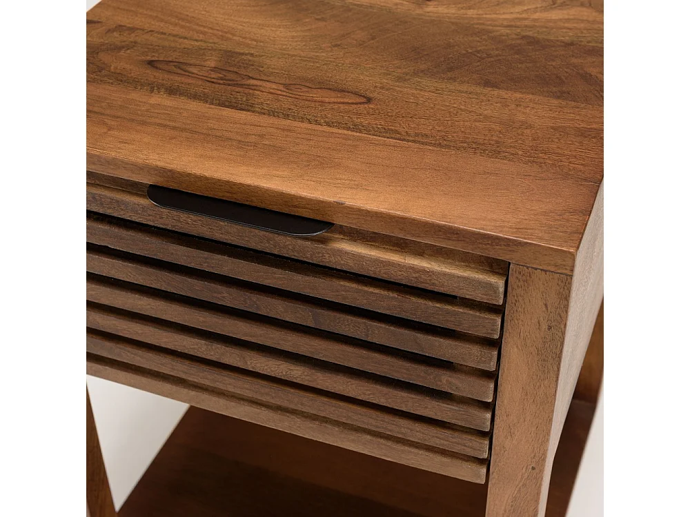 ALIX - Table de chevet en bois de manguier 1 tiroir ajouré
