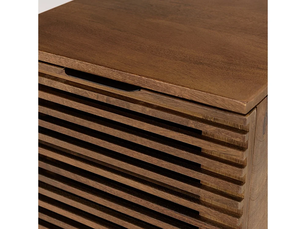 ALIX - Table de chevet en bois de manguier 1 porte ajourée