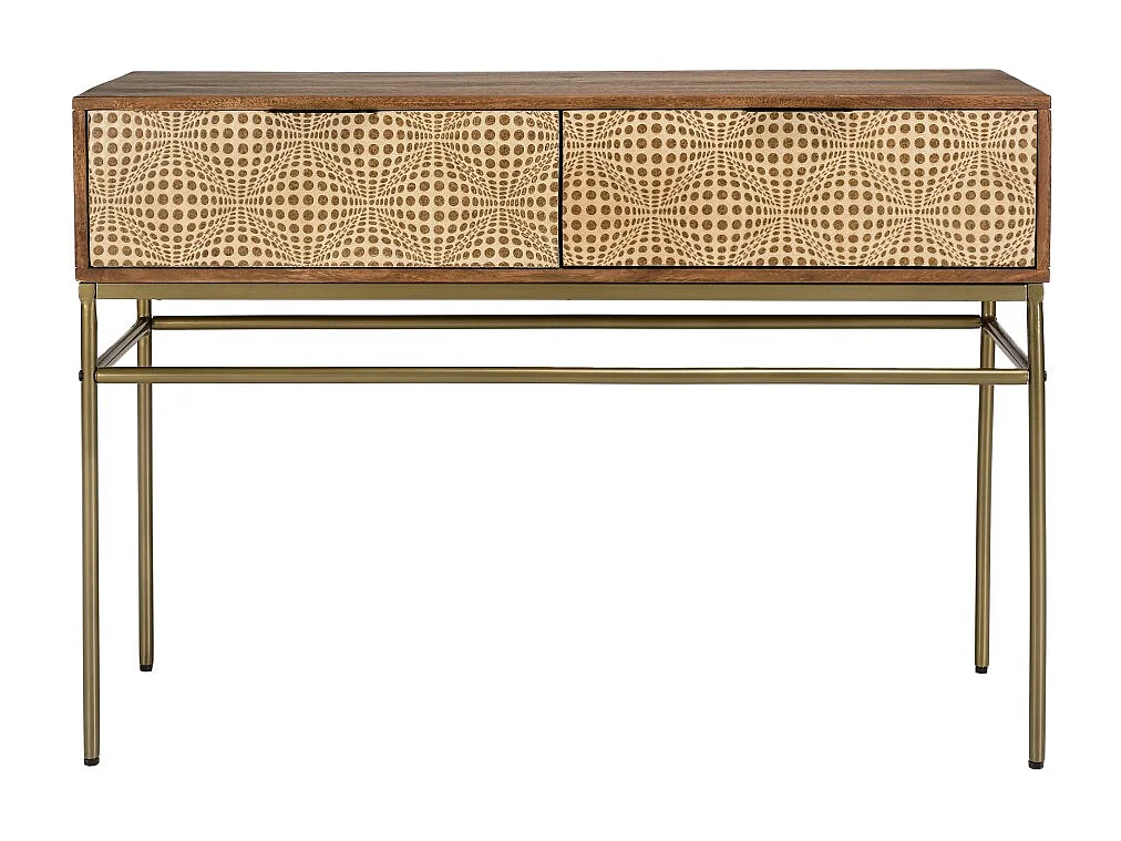 ALIX - Console en bois de manguier 2 tiroirs motifs ethniques