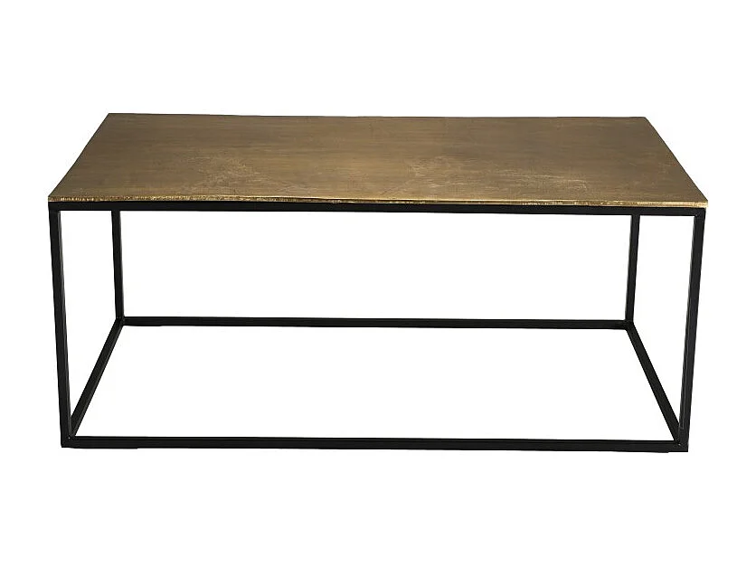 JOHAN - Table basse rectangulaire 98x57cm aluminium doré pieds noirs