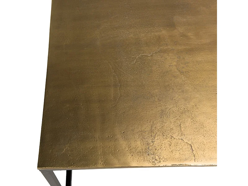 JOHAN - Table basse rectangulaire 98x57cm aluminium doré pieds noirs