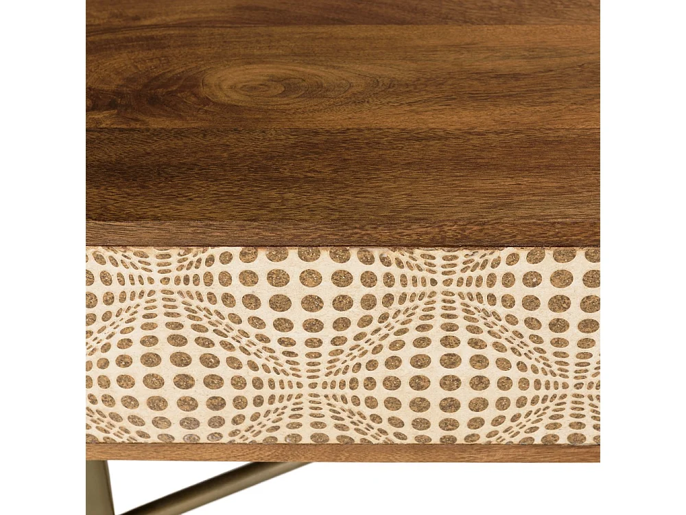 ALIX - Table basse rectangulaire en bois de manguier 2 niches