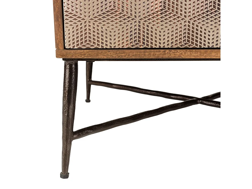 ALIX - Table basse rectangulaire en bois de manguier 2 tiroirs