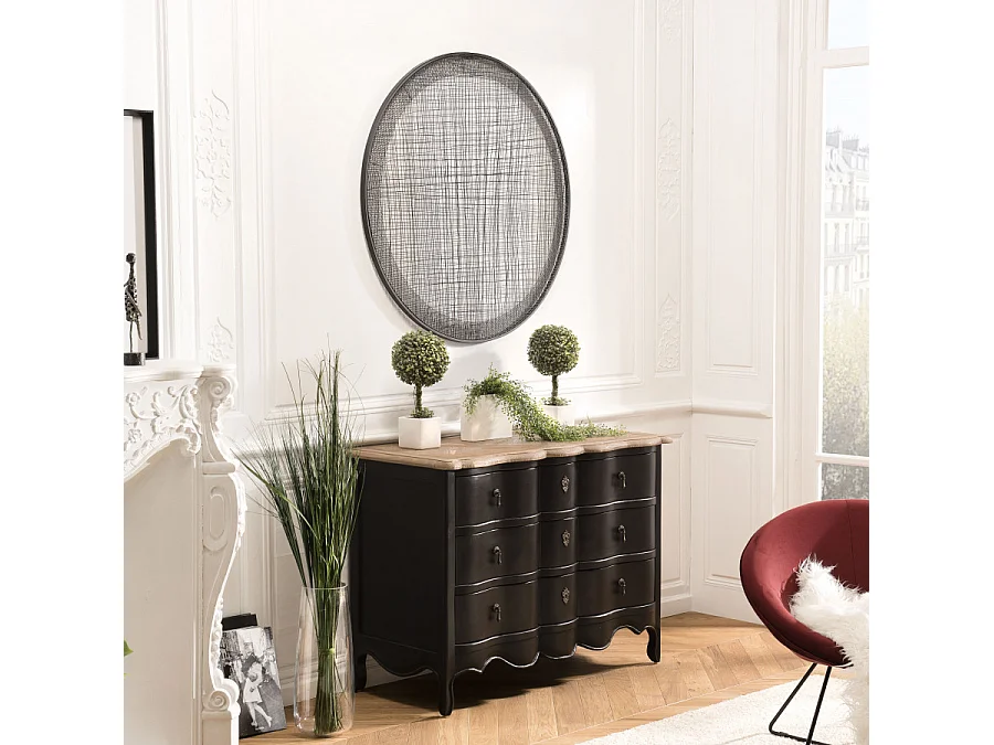 THEODORE - Décoration murale ronde 100x100cm métal noir